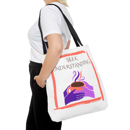 Tote Bag (White) | Understanding | Design for Book Lovers, Students, Teachers, Gifts, Everyday Use