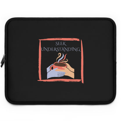 Laptop Sleeve (Black) | Understanding | Stylish Tech Case, Gift for Students, Writers, Creatives, Gender-Neutral Design, Unique Laptop Pouch