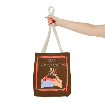 Tote Bag (Brown) | Understanding | Design for Book Lovers, Students, Teachers, Gifts, Everyday Use