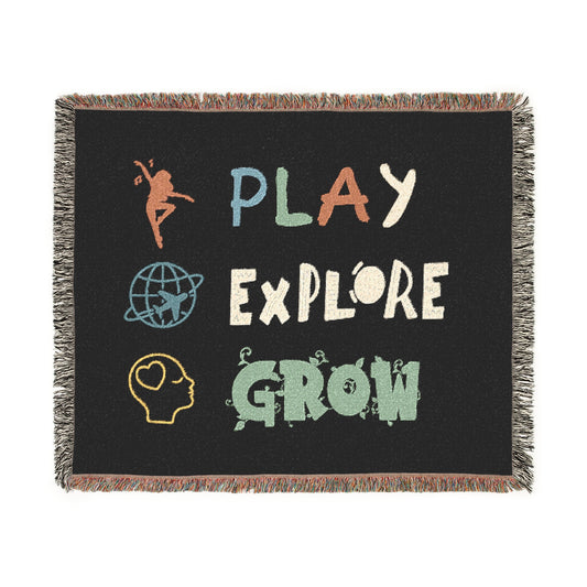 Cozy Inspirational Woven Blanket – Perfect for Home Decor, Gifts, Motivation, Meditation, or Relaxing | Play Explore Grow