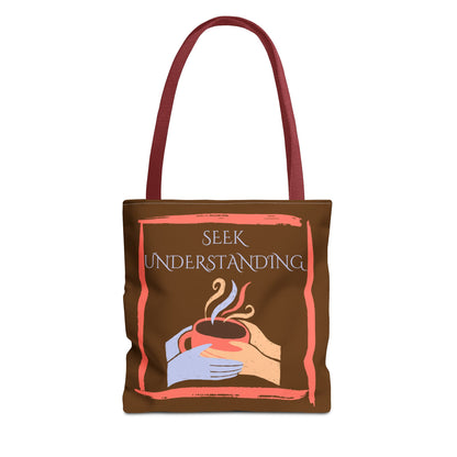 Tote Bag (Brown) | Understanding | Design for Book Lovers, Students, Teachers, Gifts, Everyday Use