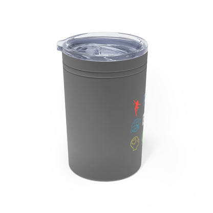 Tumbler (white, grey) - Insulated Cup for Travel, Gifts, School, Adventurous, Outdoor Fun | Play Explore Grow
