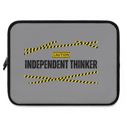 Laptop Sleeve (Grey) | Independent Thinker | Stylish Tech Case, Gift for Students, Writers, Creatives, Gender-Neutral Design, Unique Laptop Pouch