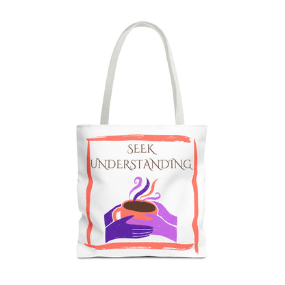 Tote Bag (White) | Understanding | Design for Book Lovers, Students, Teachers, Gifts, Everyday Use