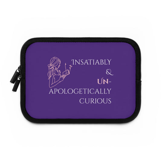 Laptop Sleeve (Purple) | Insatiably Curious | Stylish Tech Case, Gift for Students, Writers, Creatives, Unique Laptop Pouch
