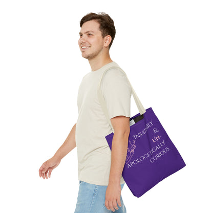 Tote Bag (Purple) | Insatiably Curious | Design for Book Lovers, Students, Teachers, Gifts, Everyday Use