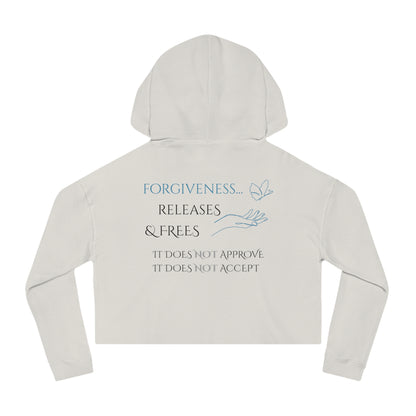 Women’s Cropped Hooded Sweatshirt | Forgiveness (Back print)