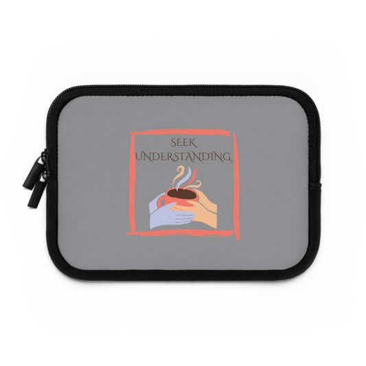Laptop Sleeve (Grey) | Understanding | Stylish Tech Case, Gift for Students, Writers, Creatives, Gender-Neutral Design, Unique Laptop Pouch