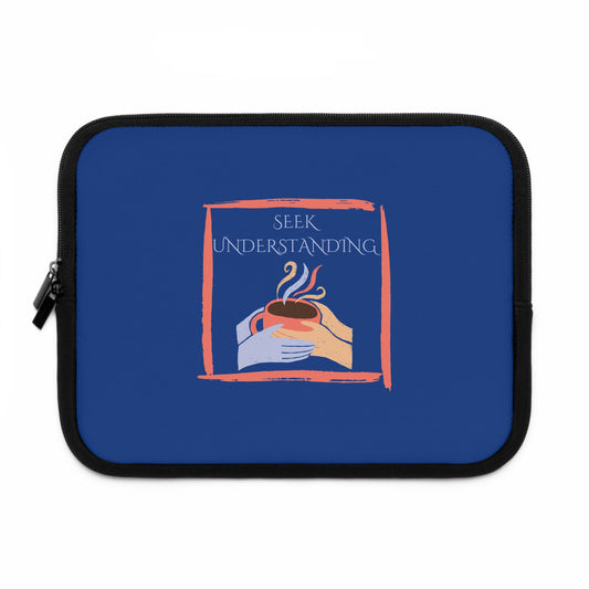 Laptop Sleeve (Blue) | Understanding | Stylish Tech Case, Gift for Students, Writers, Creatives, Gender-Neutral Design, Unique Laptop Pouch