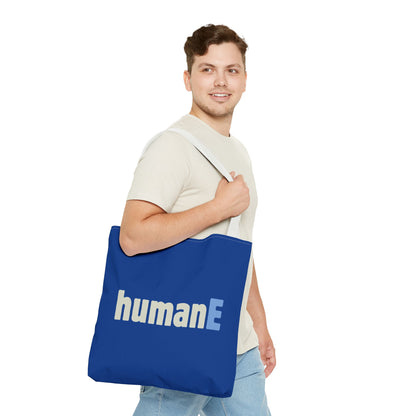 Tote Bag (Blue) | humanE | Design for Book Lovers, Students, Teachers, Gifts, Everyday Use