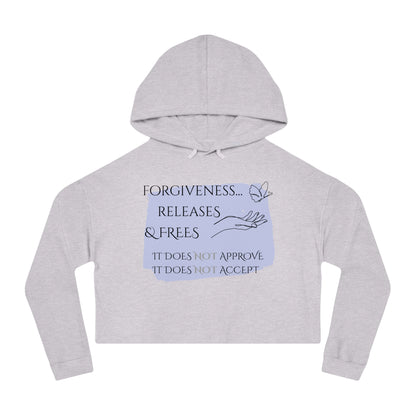 Women’s Cropped Hooded Sweatshirt | Forgiveness (Front print)