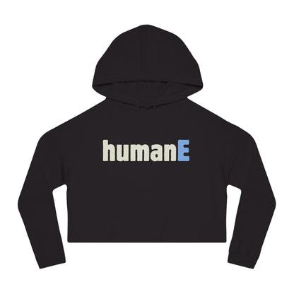 Women’s Cropped Hooded Sweatshirt | humanE (front print)