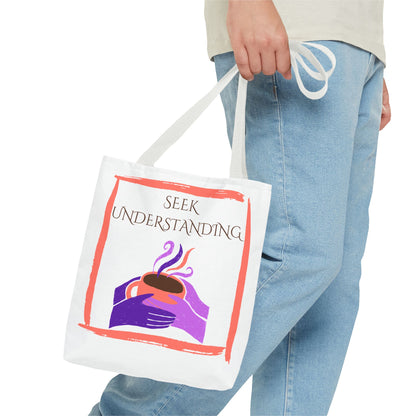 Tote Bag (White) | Understanding | Design for Book Lovers, Students, Teachers, Gifts, Everyday Use