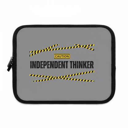 Laptop Sleeve (Grey) | Independent Thinker | Stylish Tech Case, Gift for Students, Writers, Creatives, Gender-Neutral Design, Unique Laptop Pouch