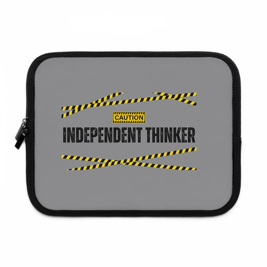 Laptop Sleeve (Grey) | Independent Thinker | Stylish Tech Case, Gift for Students, Writers, Creatives, Gender-Neutral Design, Unique Laptop Pouch