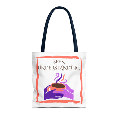 Tote Bag (White) | Understanding | Design for Book Lovers, Students, Teachers, Gifts, Everyday Use