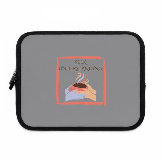 Laptop Sleeve (Grey) | Understanding | Stylish Tech Case, Gift for Students, Writers, Creatives, Gender-Neutral Design, Unique Laptop Pouch