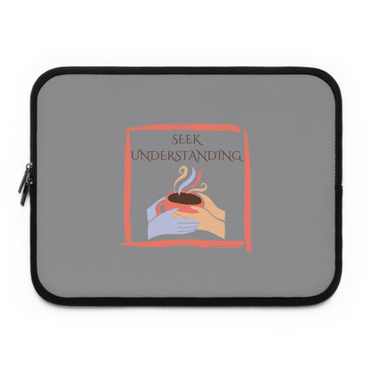 Laptop Sleeve (Grey) | Understanding | Stylish Tech Case, Gift for Students, Writers, Creatives, Gender-Neutral Design, Unique Laptop Pouch