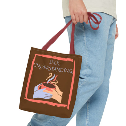 Tote Bag (Brown) | Understanding | Design for Book Lovers, Students, Teachers, Gifts, Everyday Use