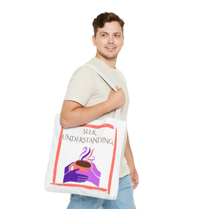 Tote Bag (White) | Understanding | Design for Book Lovers, Students, Teachers, Gifts, Everyday Use