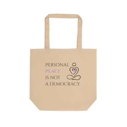 Eco-Friendly Tote Bag (Natural & Black) - Peace | Reusable Shopping Bag, Beach Bag, Gift Bag, Grocery Tote