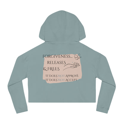 Women’s Cropped Hooded Sweatshirt | Forgiveness (Back print)
