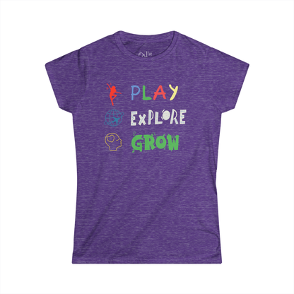 Women's Graphic T-Shirt | Play Explore Grow | Casual Everyday Wear