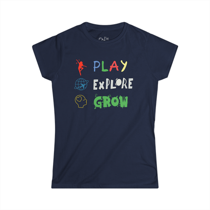 Women's Graphic T-Shirt | Play Explore Grow | Casual Everyday Wear