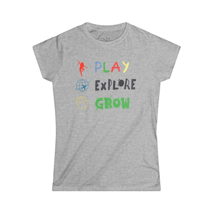Women's Graphic T-Shirt | Play Explore Grow | Casual Everyday Wear