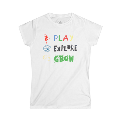 Women's Graphic T-Shirt | Play Explore Grow | Casual Everyday Wear
